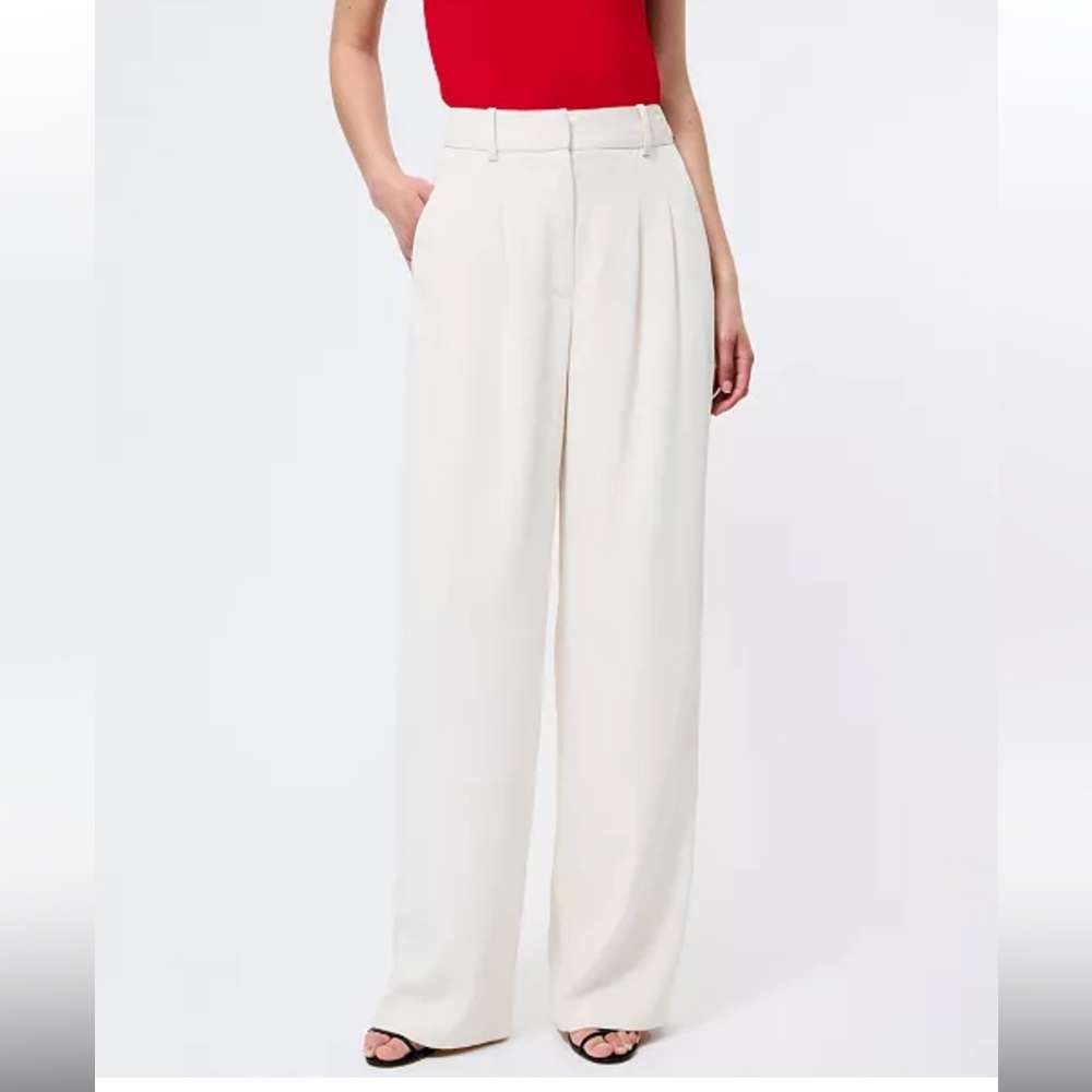 French Connection Harry Suiting Wide-Leg Trousers in Classic Cream size 6